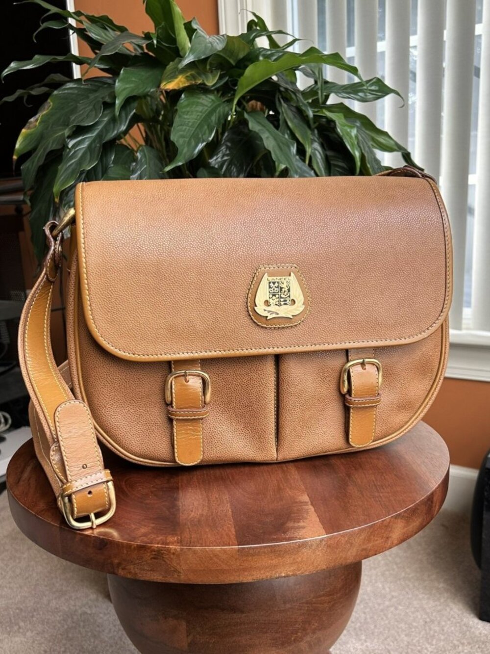 LANCEL Leather Shoulder Bag GM, British Tan